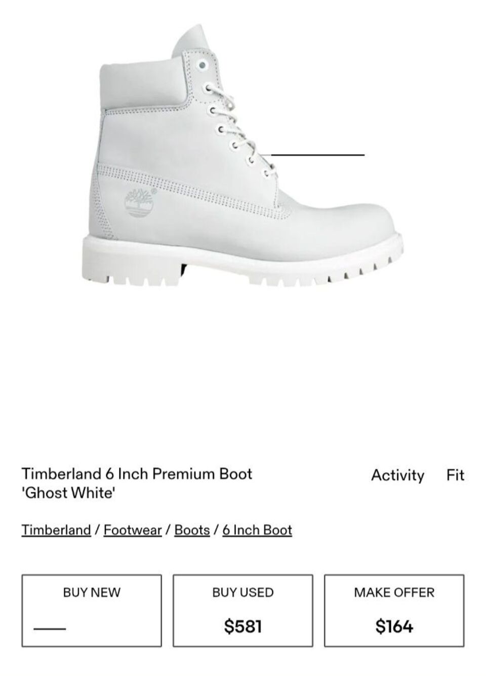 Mens Timberland Premium 6 inch Boots A180L Vapourous Grey Mens US 11
